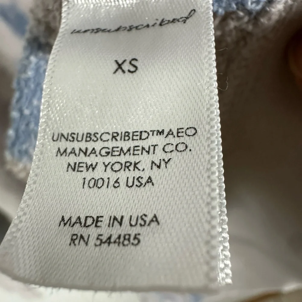 Unsubscribed Tie-Dye Sweatshirt Blue Distressed 100% cotton size XS oversized - Picture 3 of 7